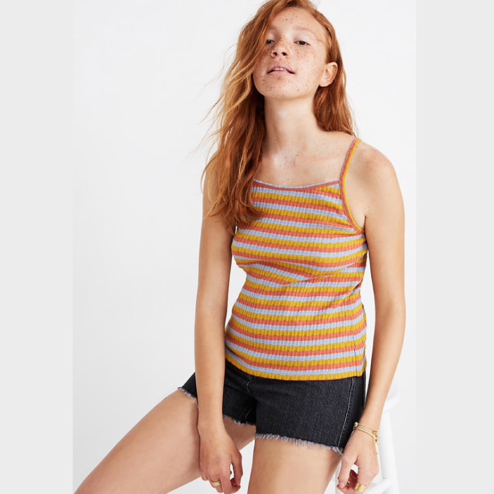 Madewell 90's Tie-Back Ribbed Tank Top NWT